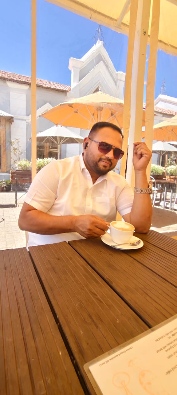 Shajid Mohammed at a café on the road